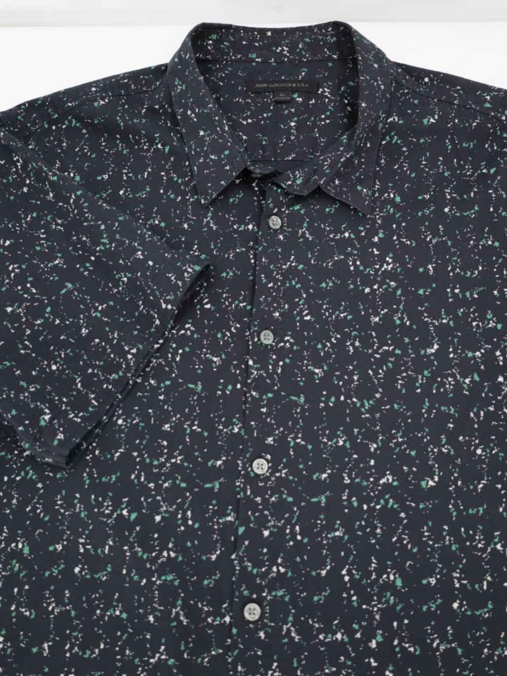 John Varvatos Shirt Mens XL Cotton All Over Print Button Up Short Sleeve Casual